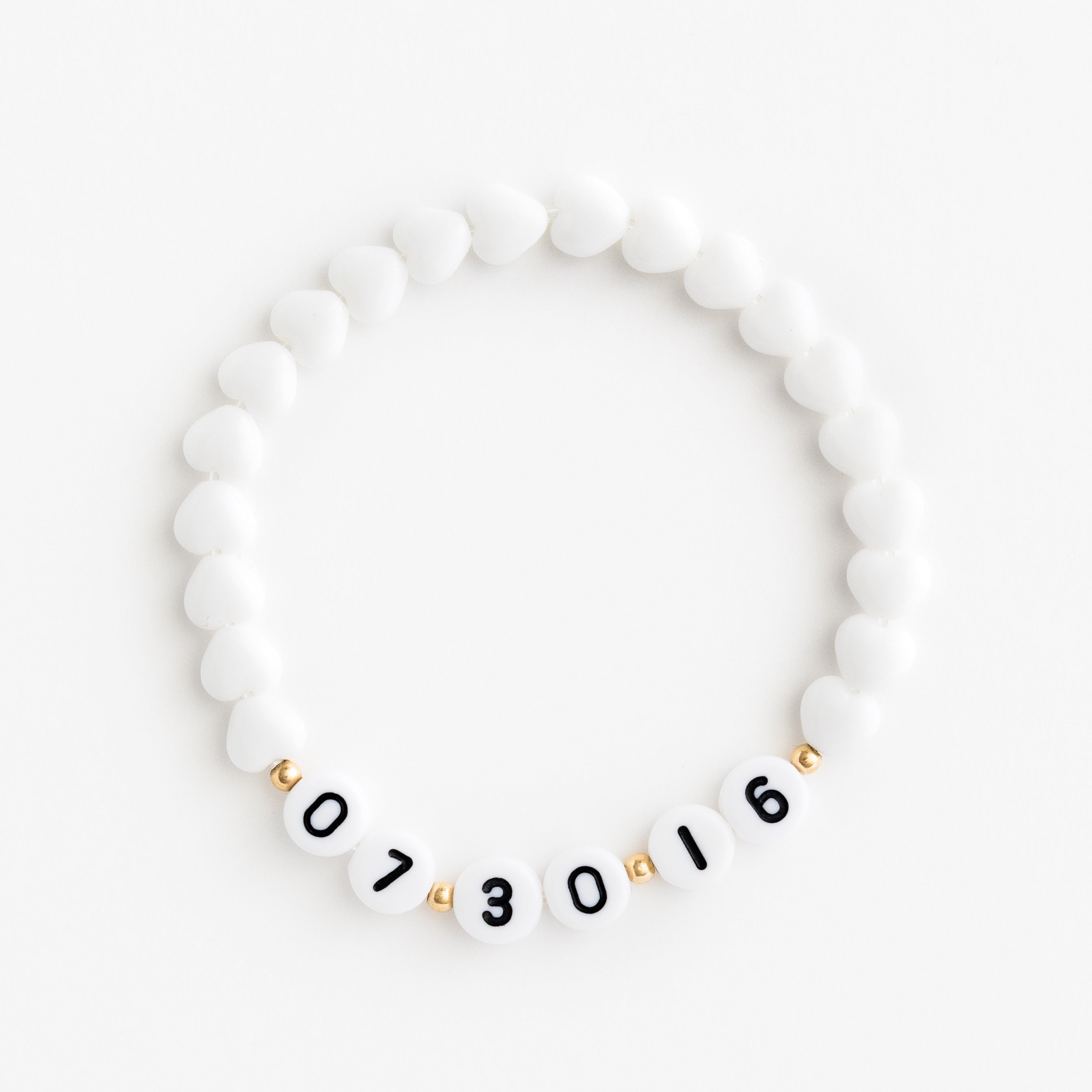 Phone number bracelet - Black numbers on white beads